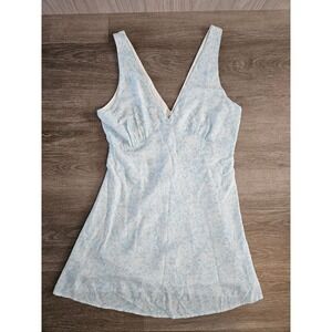 Rhythm Womens Blue White Paisley V-Neck Rayon Mini Sun Dress Size L